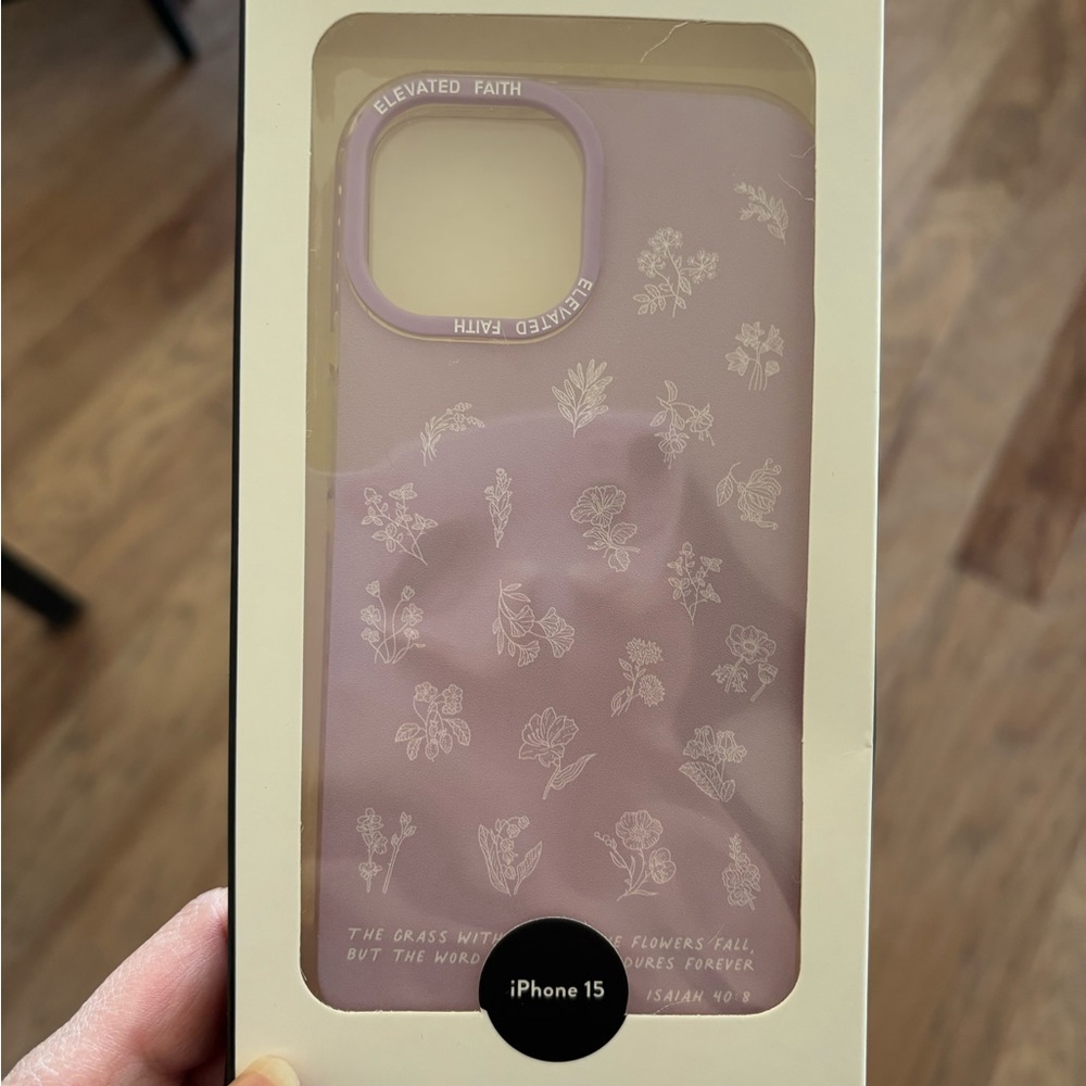 Elevated Faith iPhone 15 Case - Elegant Floral Design in Pink